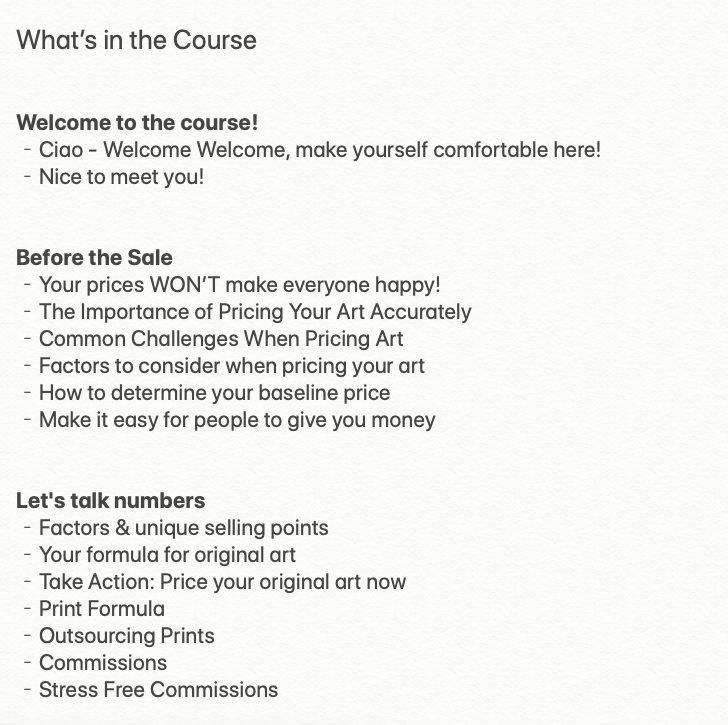 Mini Course - How to price your art